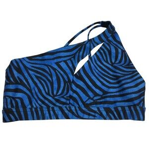 Onzie Womens Zebra Print One Shoulder Cutout Bikini Top Blue Black Size …